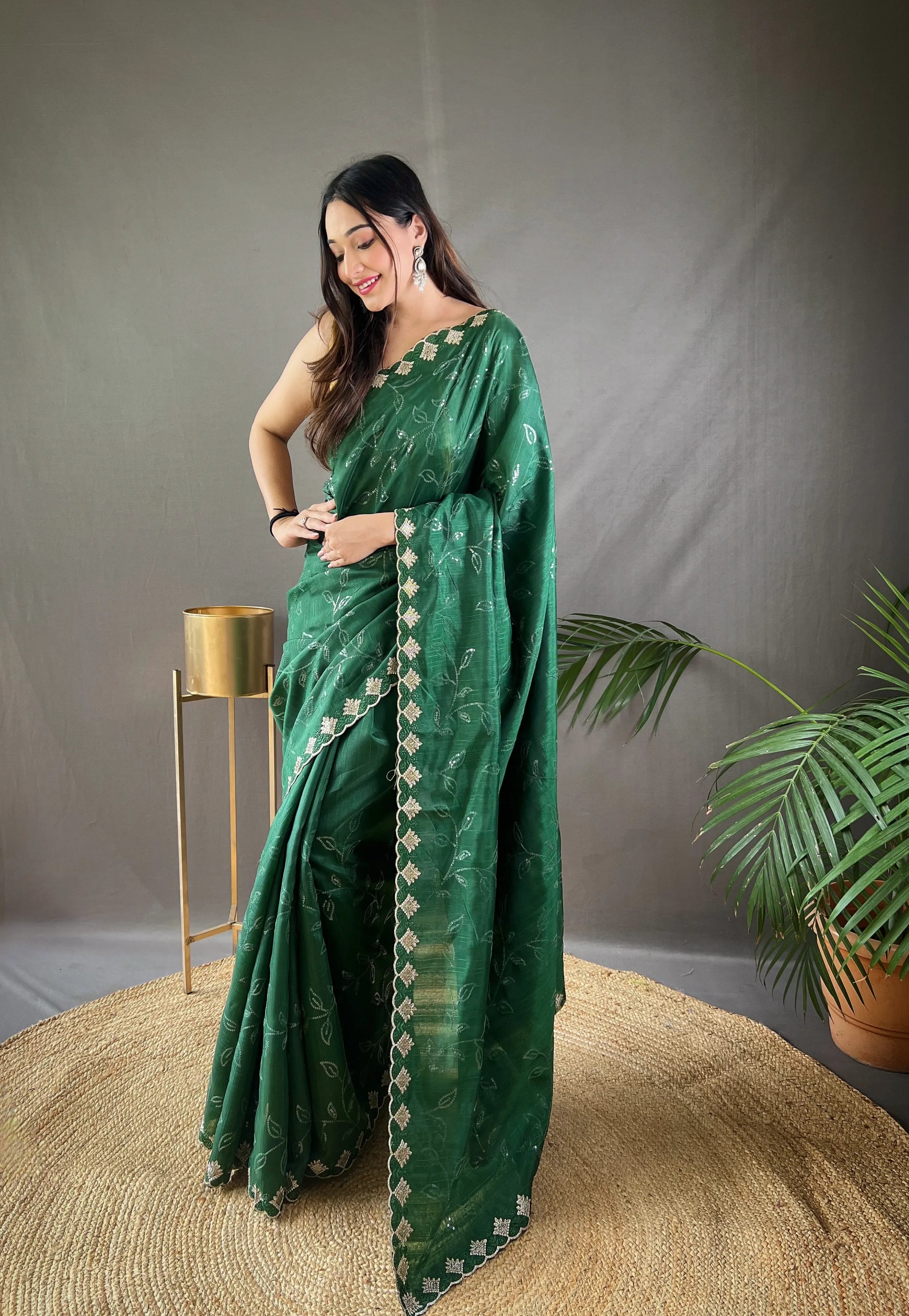 Ruhi Silk Jaal Work Sequence Saree