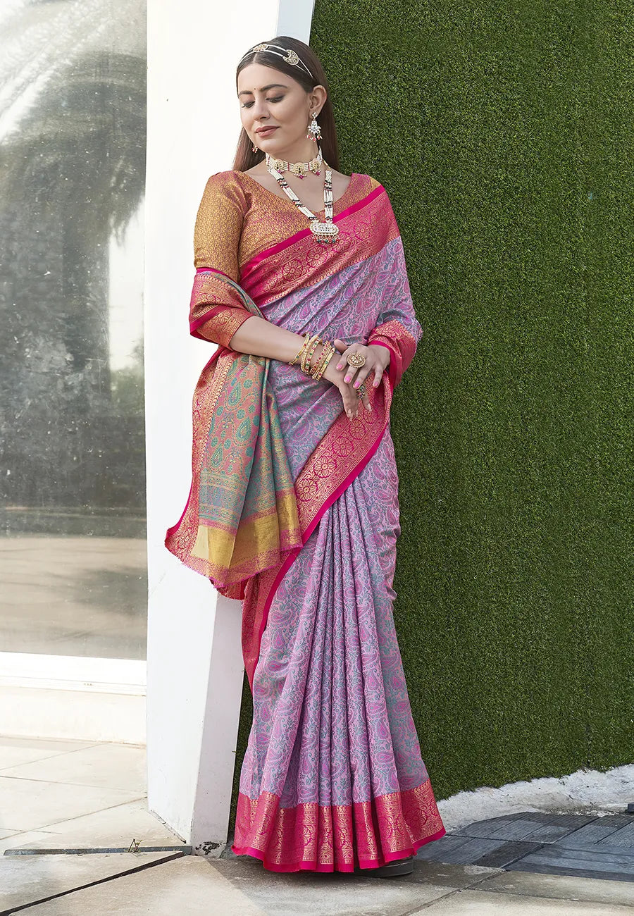 Soft Silk Zari Woven Kashmiri Banarasi Saree