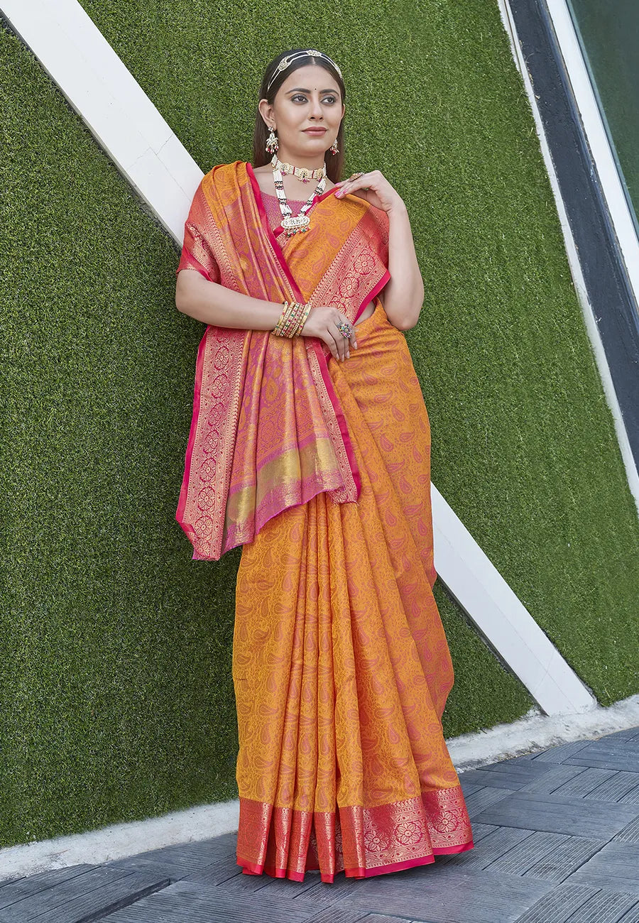Soft Silk Zari Woven Kashmiri Banarasi Saree