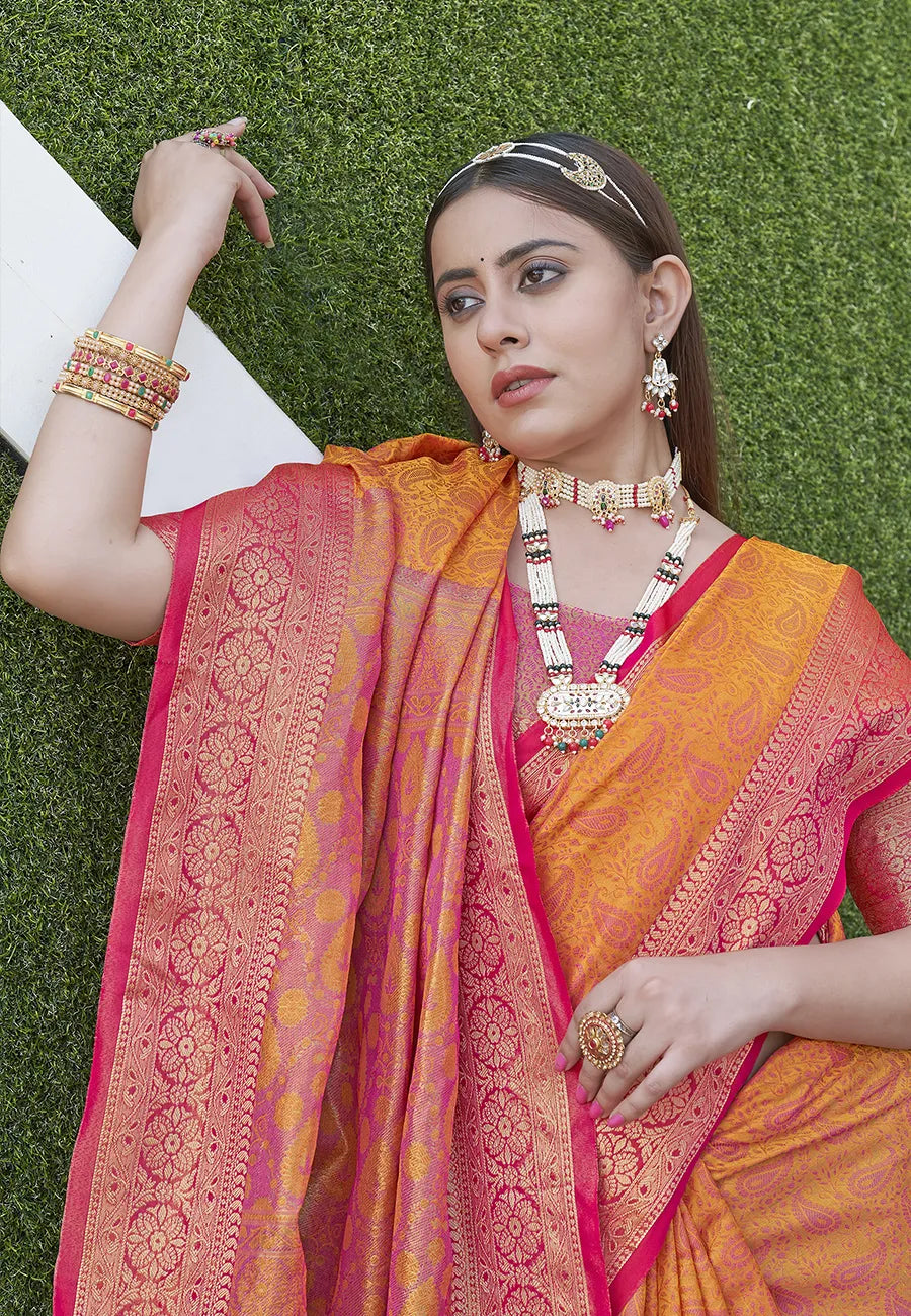 Soft Silk Zari Woven Kashmiri Banarasi Saree
