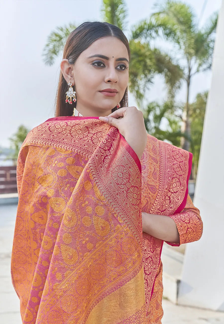 Soft Silk Zari Woven Kashmiri Banarasi Saree