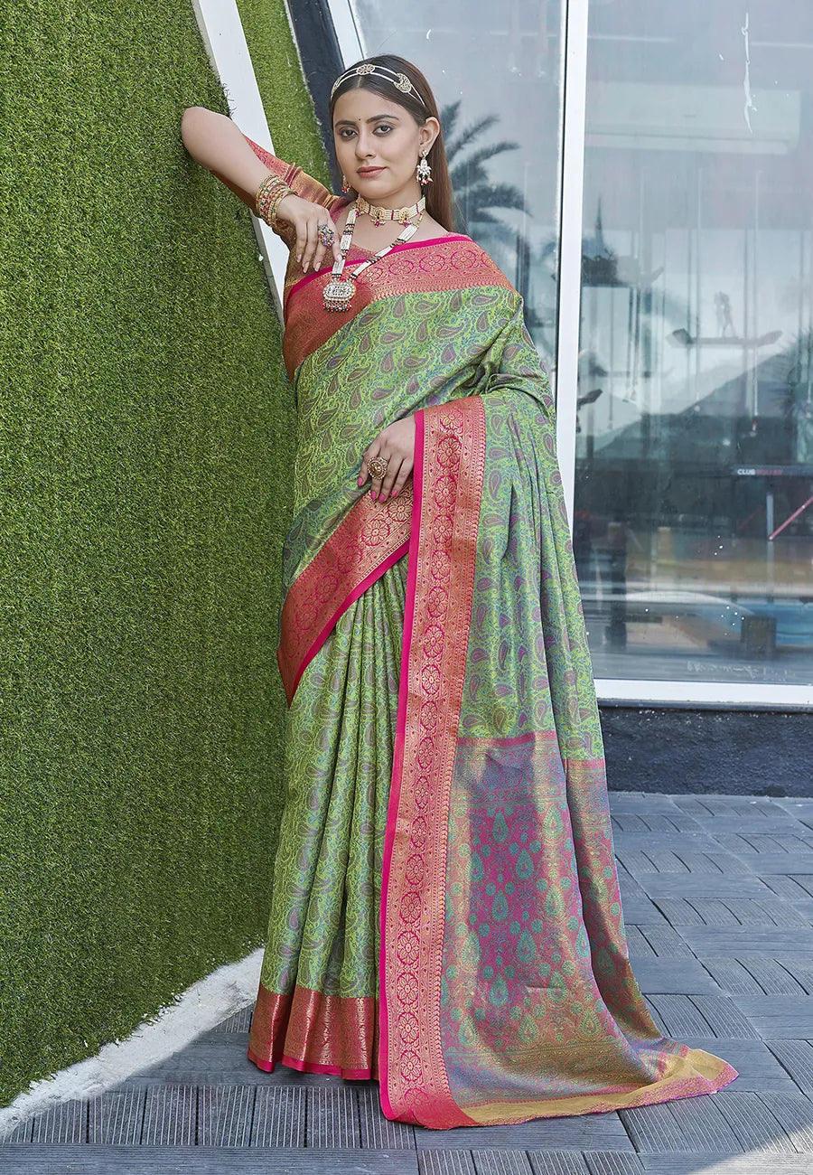 Soft Silk Zari Woven Kashmiri Banarasi Saree