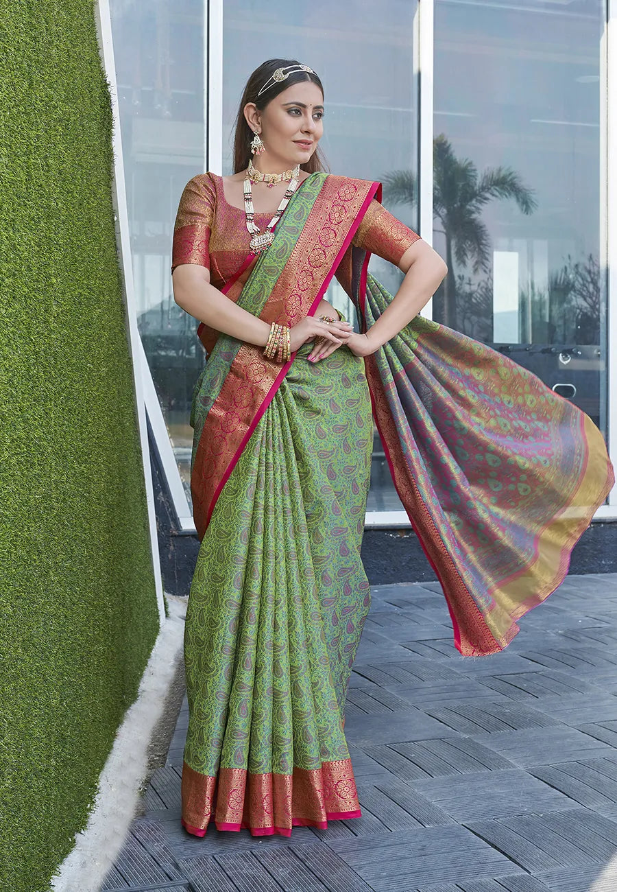 Soft Silk Zari Woven Kashmiri Banarasi Saree