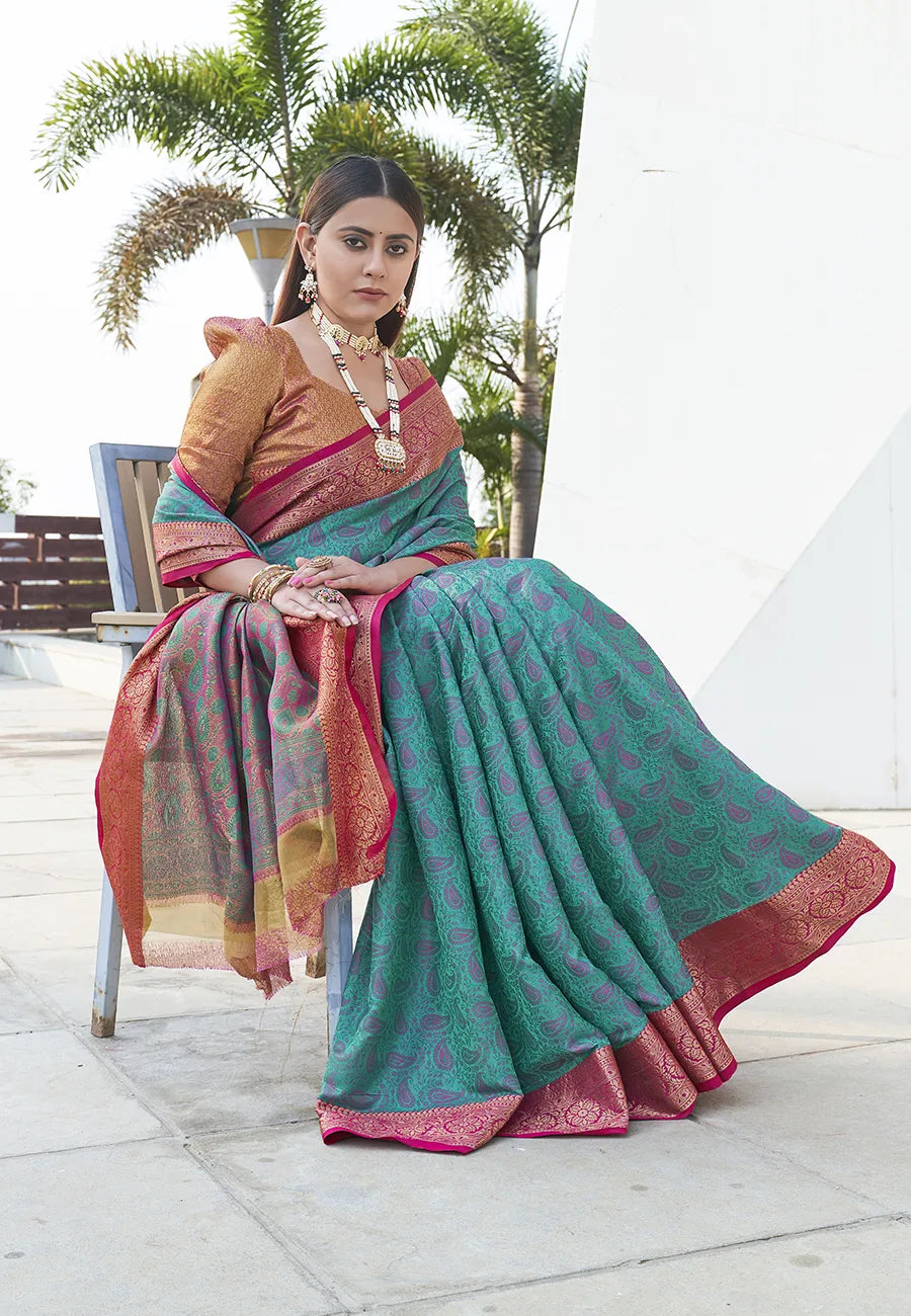 Soft Silk Zari Woven Kashmiri Banarasi Saree