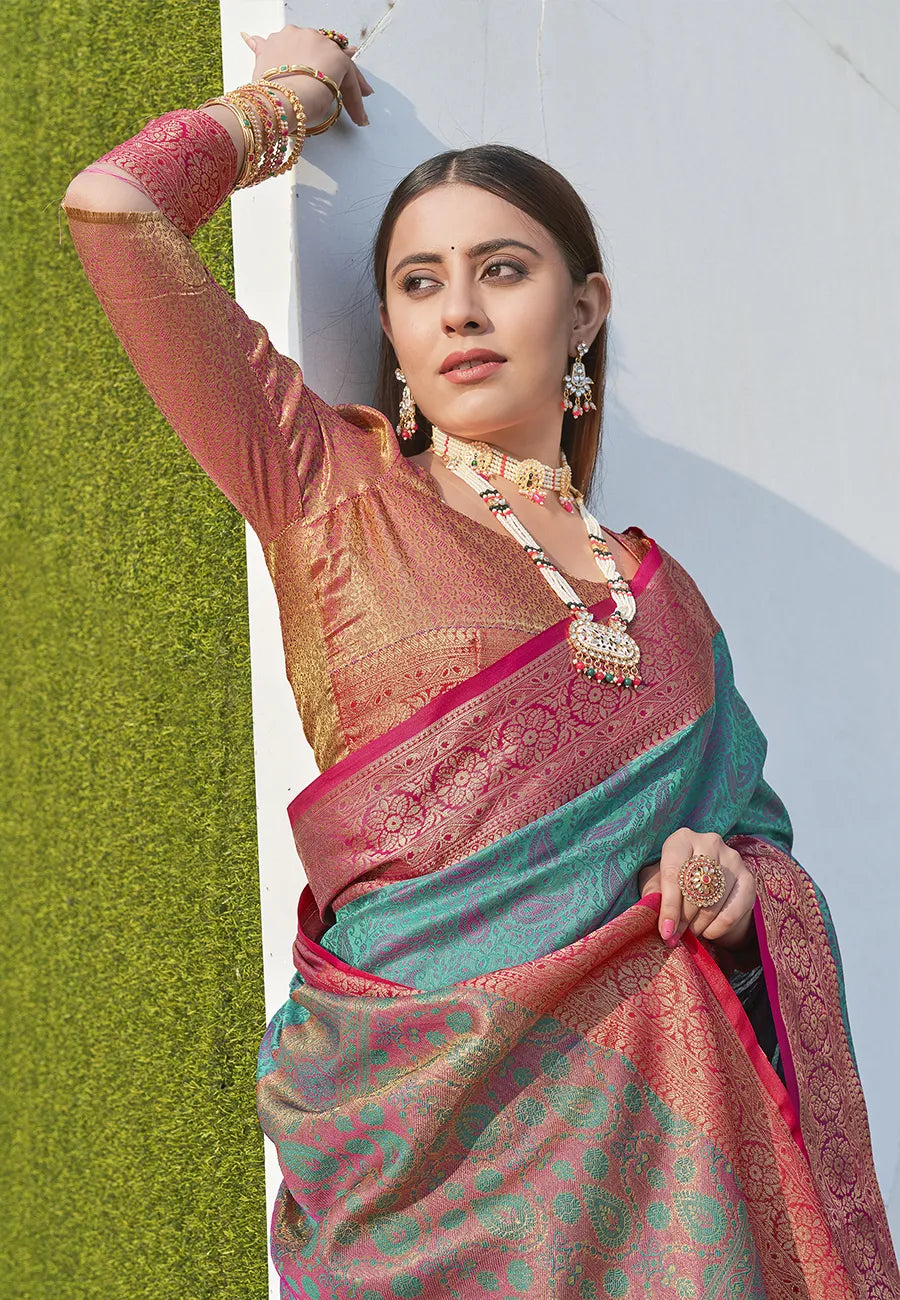 Soft Silk Zari Woven Kashmiri Banarasi Saree