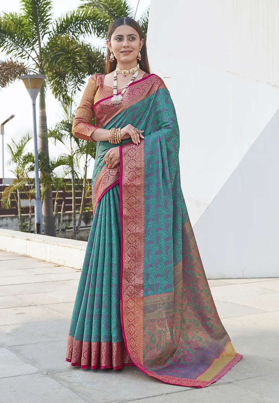 Soft Silk Zari Woven Kashmiri Banarasi Saree