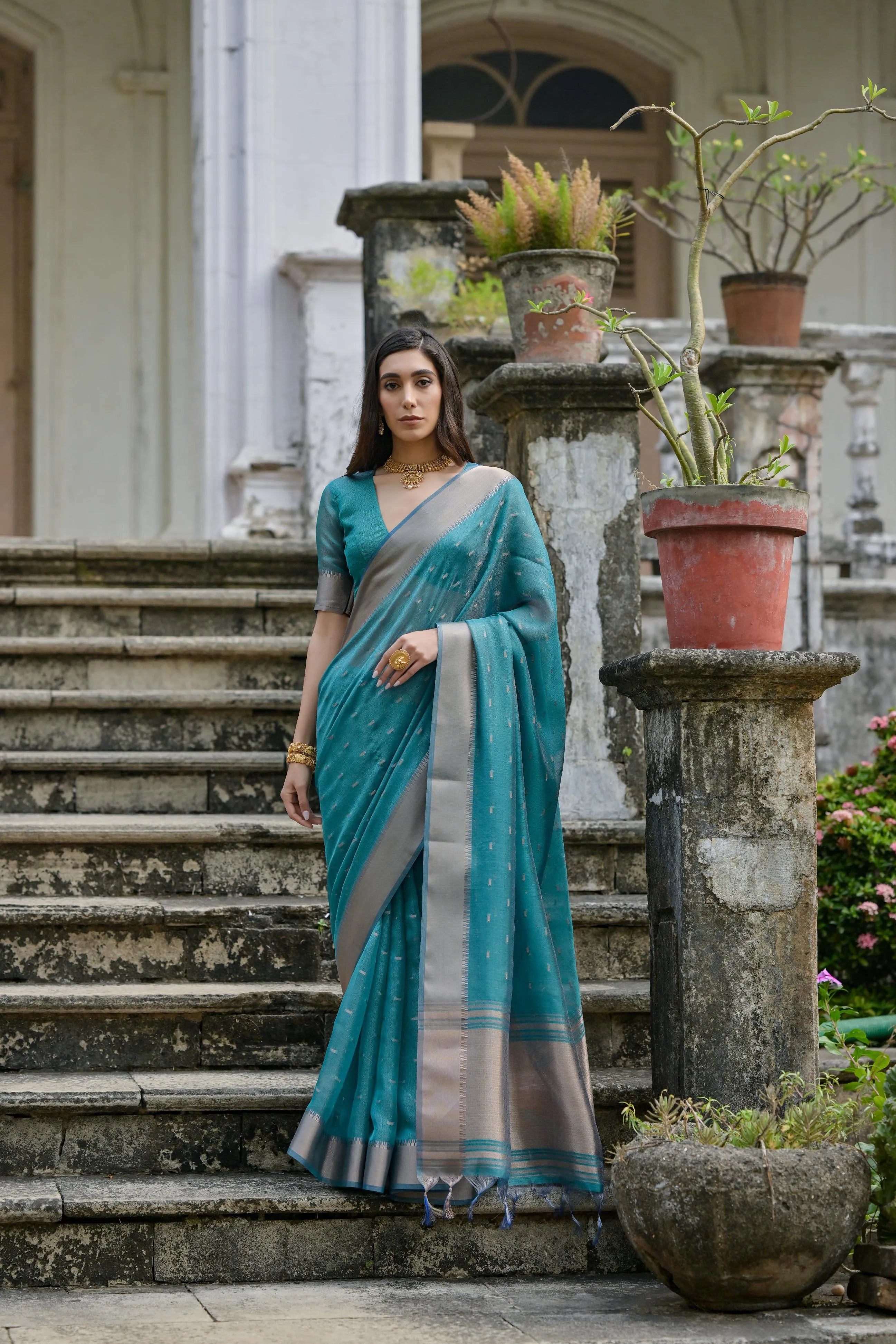 Soft Kalyani Silk Zari Weaving Pallu Saree