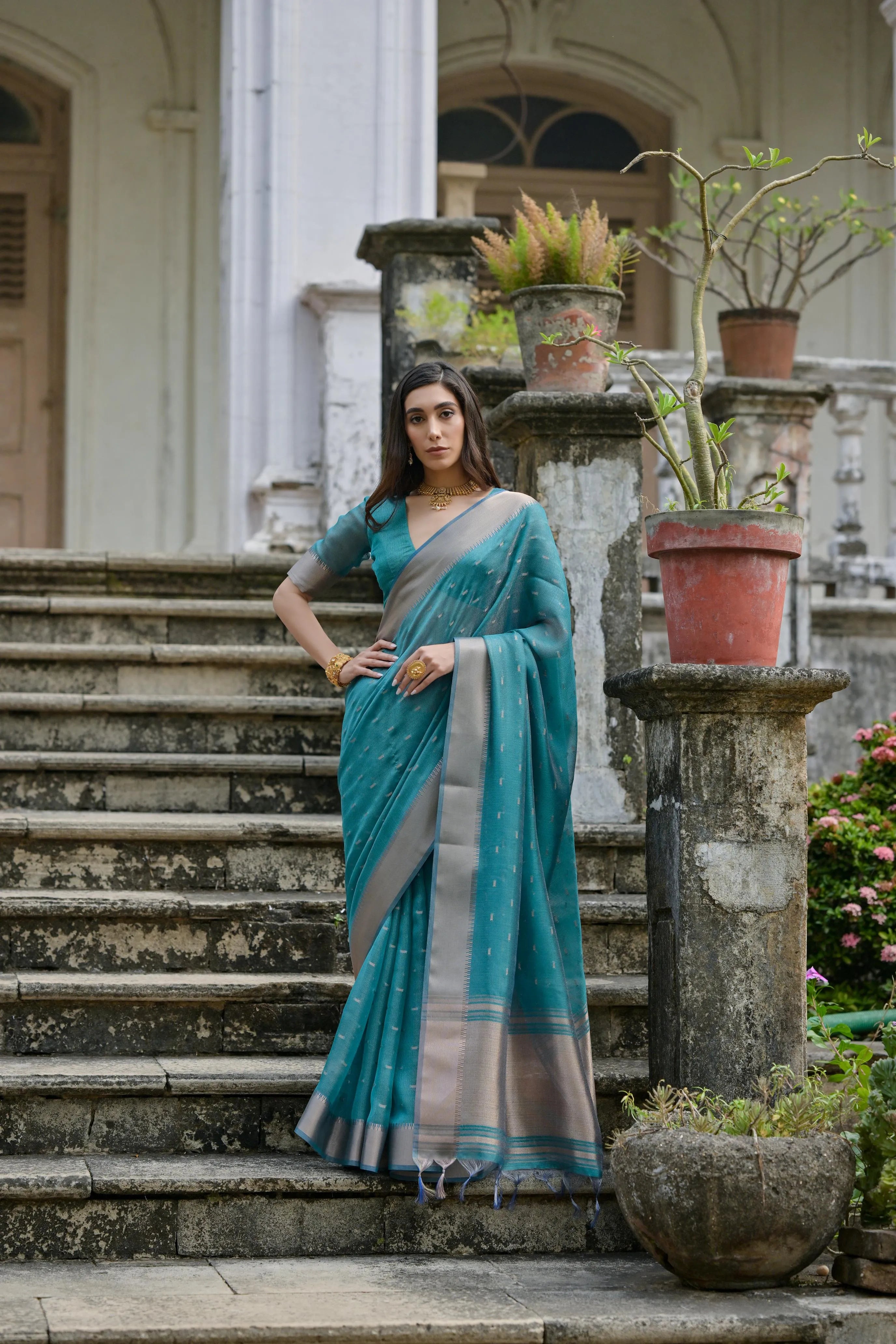 Soft Kalyani Silk Zari Weaving Pallu Saree