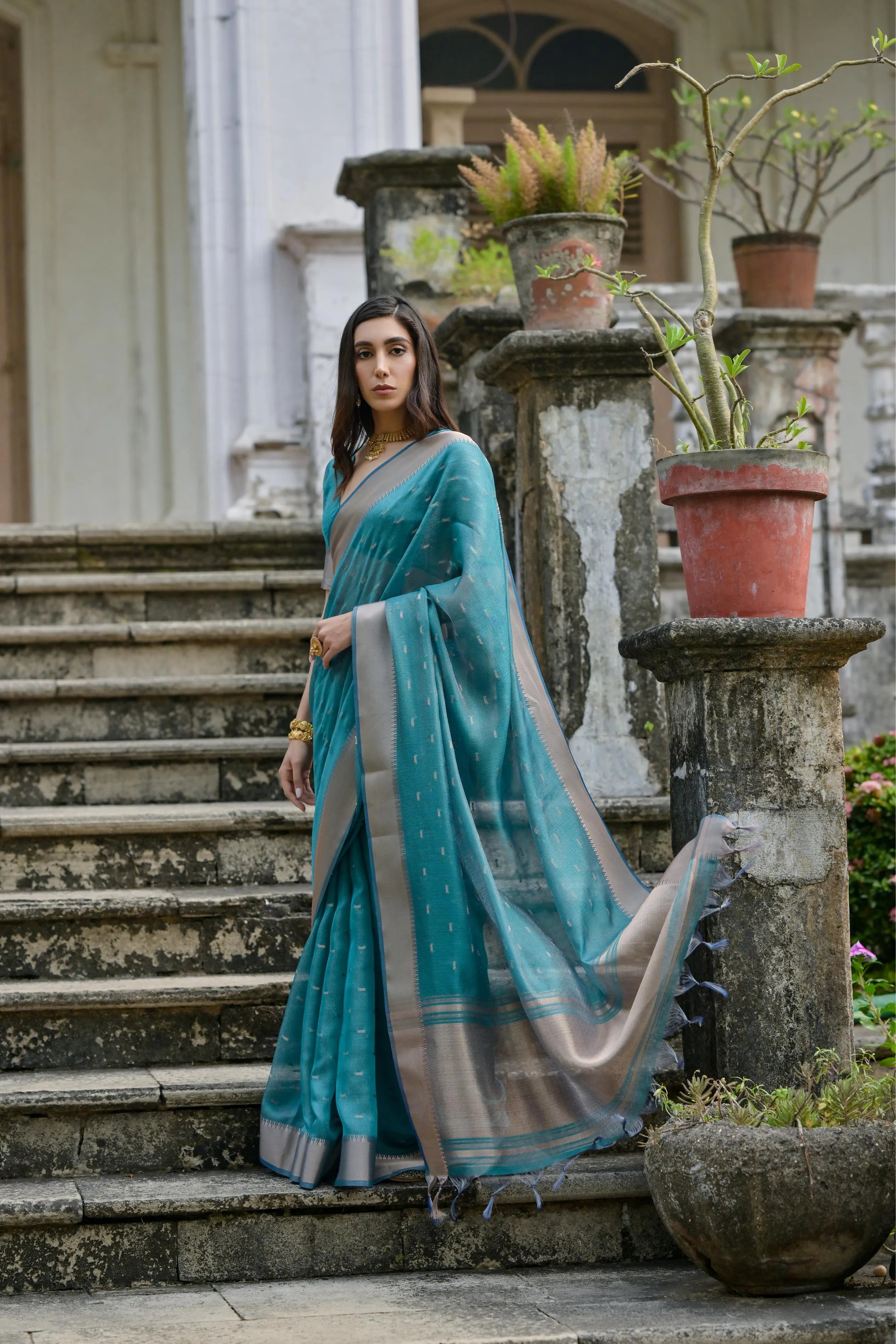 Soft Kalyani Silk Zari Weaving Pallu Saree