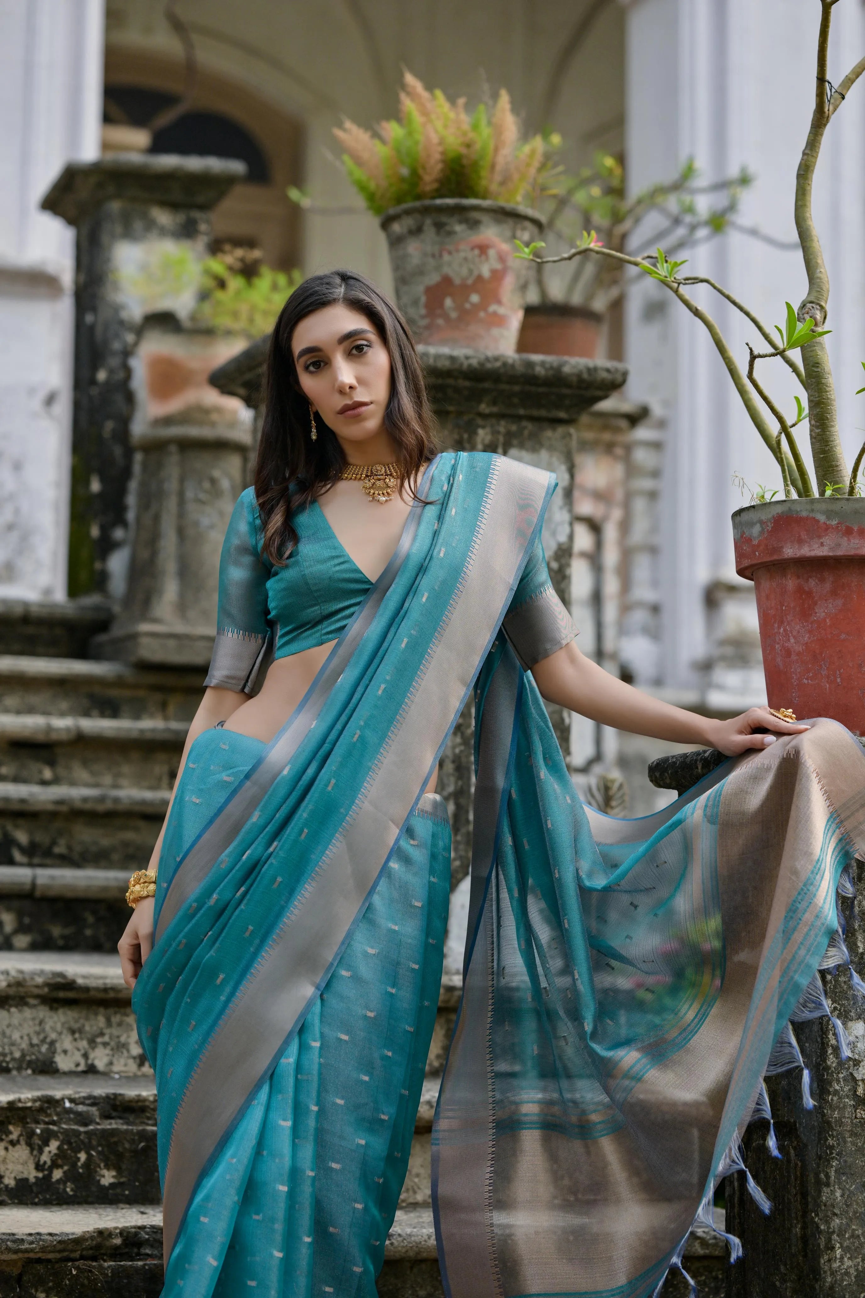 Soft Kalyani Silk Zari Weaving Pallu Saree
