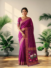 Premium Lotus Pichwai Kamdhenu Designer Saree