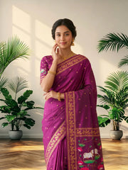 Premium Lotus Pichwai Kamdhenu Designer Saree