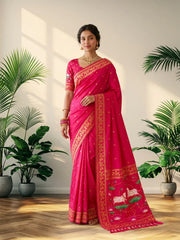 Premium Lotus Pichwai Kamdhenu Designer Saree