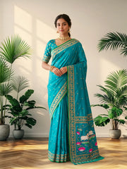 Premium Lotus Pichwai Kamdhenu Designer Saree