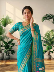 Premium Lotus Pichwai Kamdhenu Designer Saree