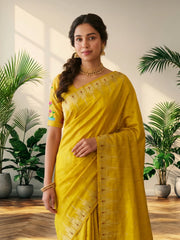 Soft Khadi Raw SIlk Lotus Pallu Paithani Saree