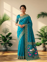 Premium Lotus Pichwai Kamdhenu Designer Saree