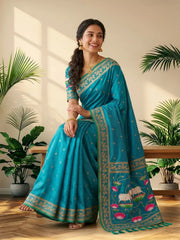 Premium Lotus Pichwai Kamdhenu Designer Saree