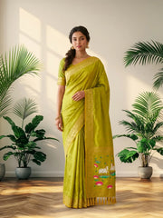 Premium Lotus Pichwai Kamdhenu Designer Saree