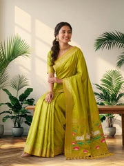 Premium Lotus Pichwai Kamdhenu Designer Saree