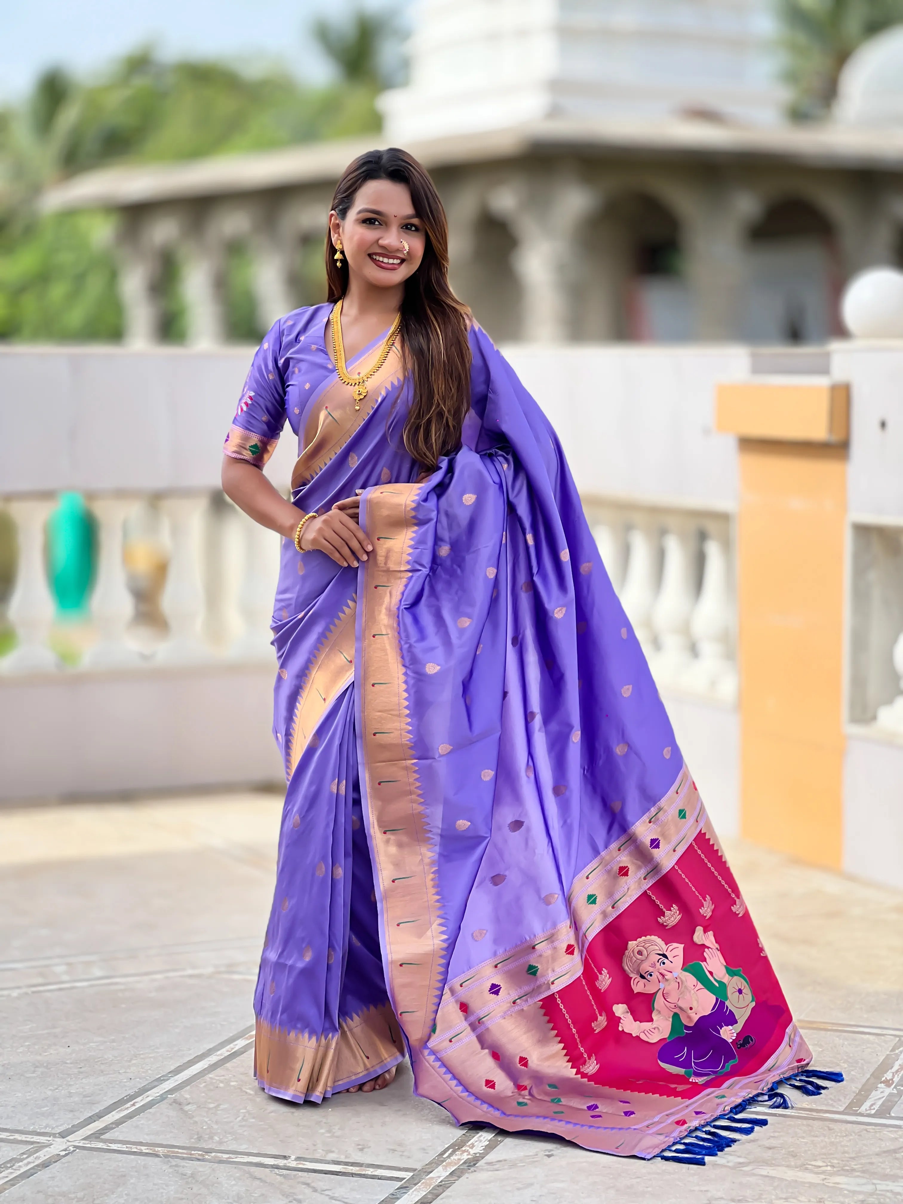 Soft Silk Ganpati Designer Paithani Saree