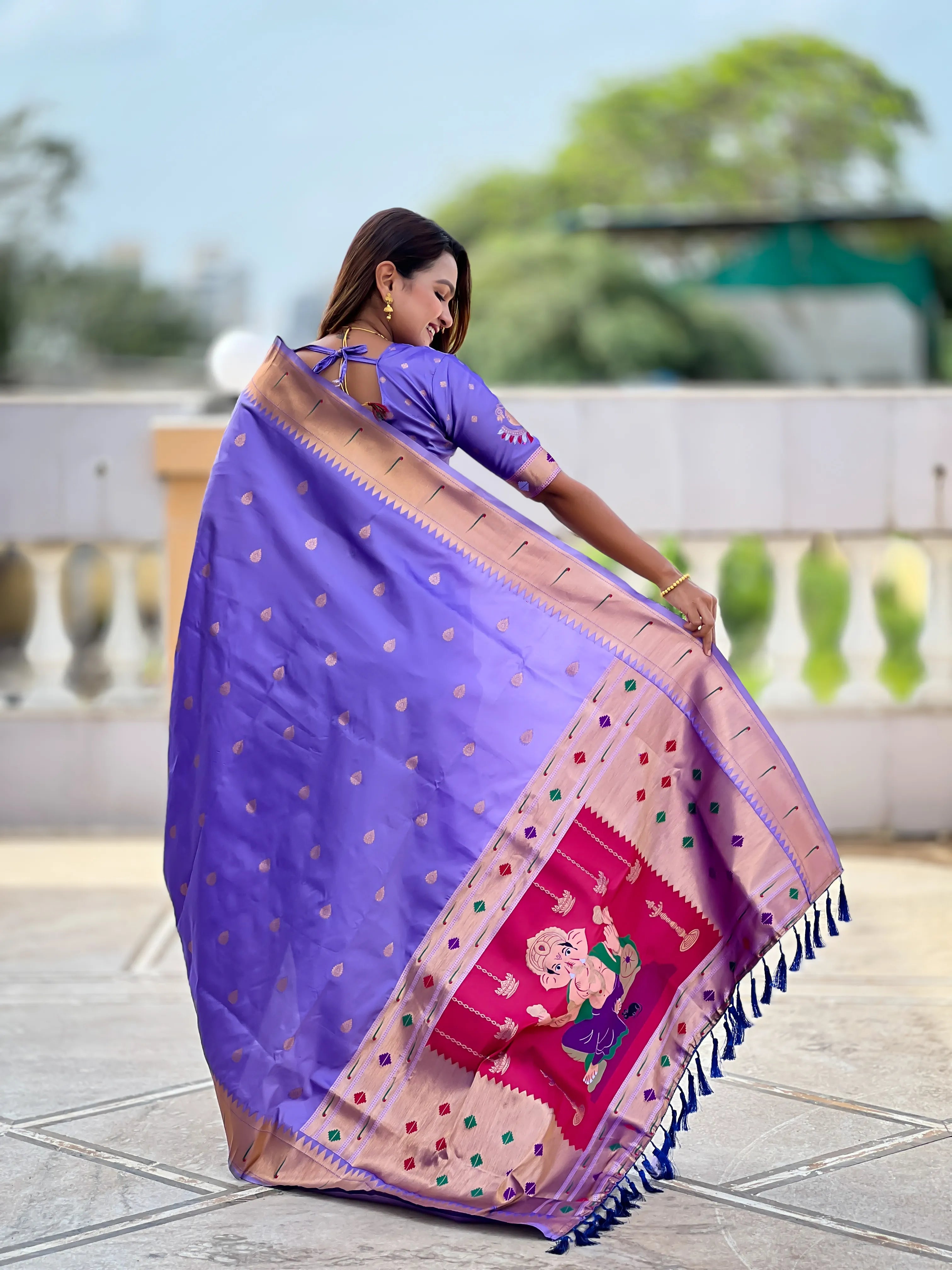 Soft Silk Ganpati Designer Paithani Saree