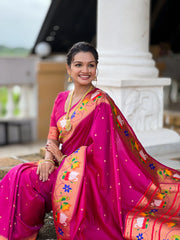 Soft Silk Meenakari Rajhans Lotus Pallu Saree