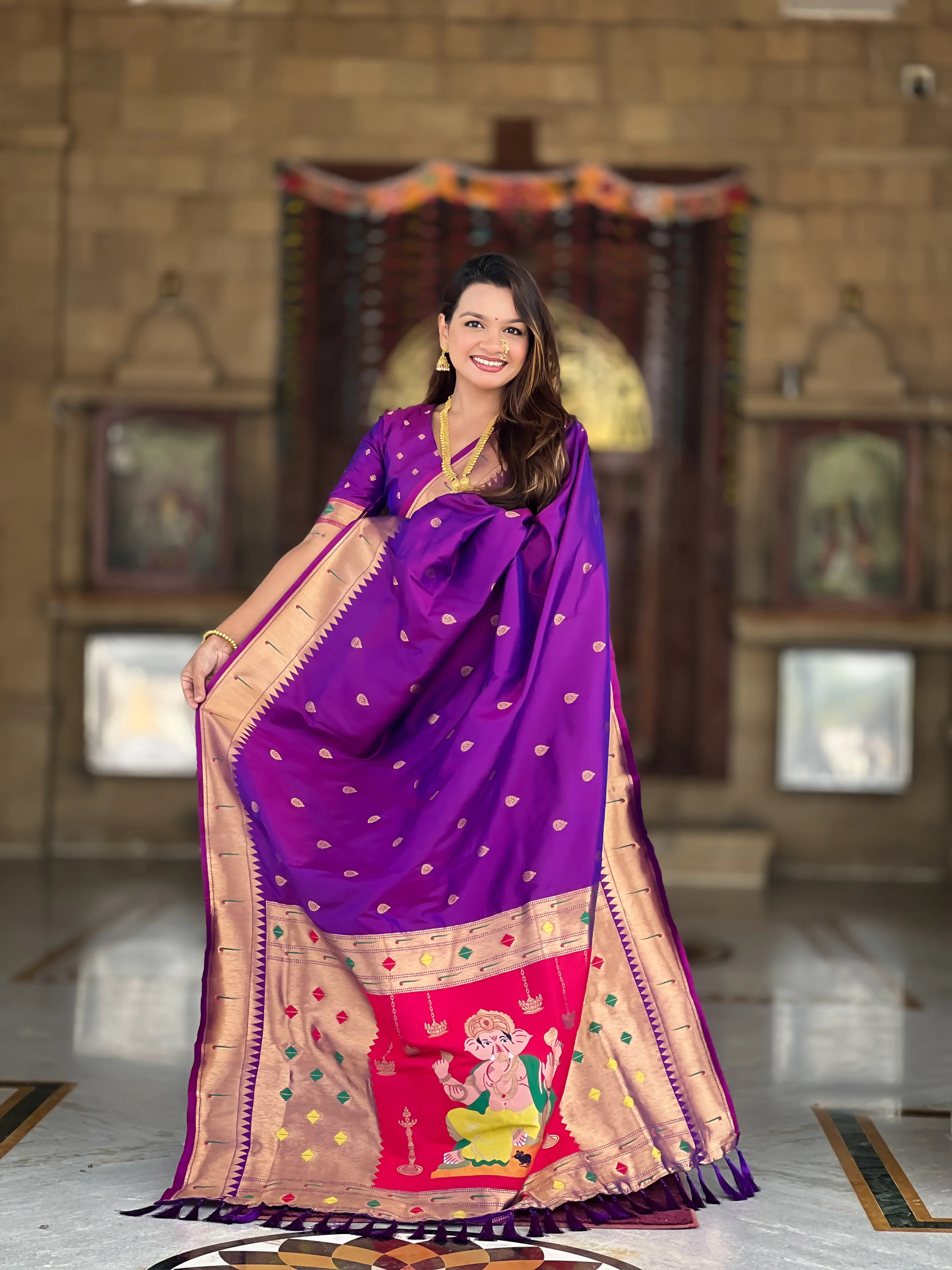 Soft Silk Ganpati Designer Paithani Saree