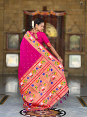 Soft Silk Meenakari Rajhans Lotus Pallu Saree