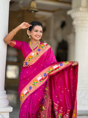 Soft Silk Meenakari Rajhans Lotus Pallu Saree