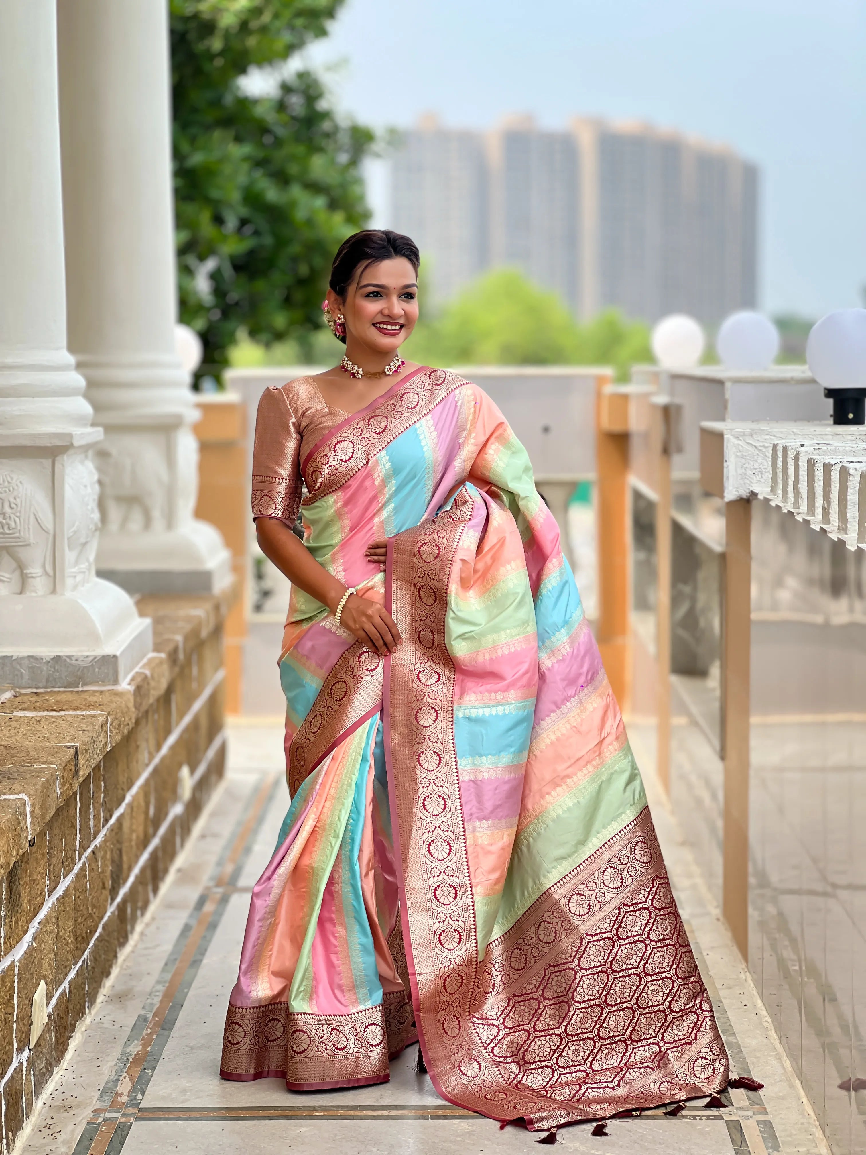 Soft Silk Banarasi Multicolor Design Saree