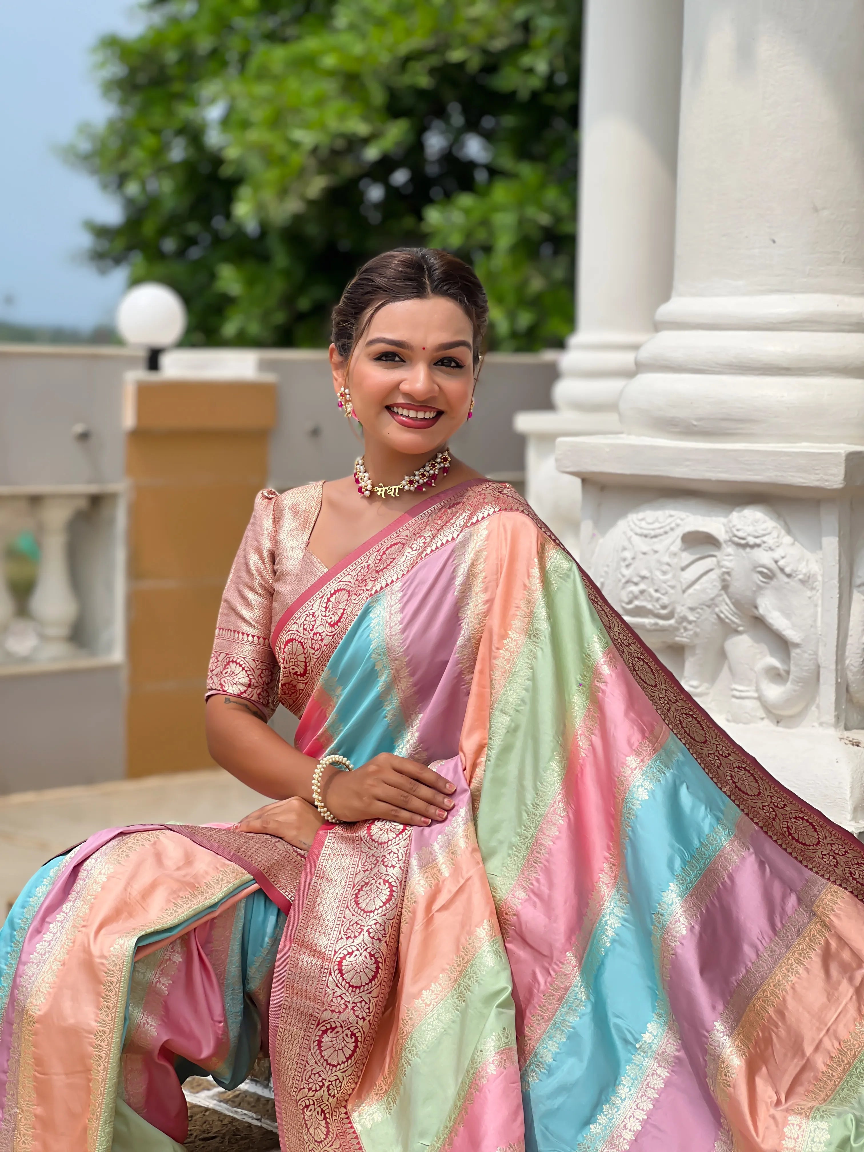 Soft Silk Banarasi Multicolor Design Saree