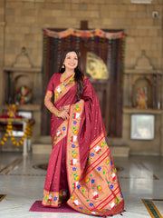 Soft Silk Meenakari Rajhans Lotus Pallu Saree