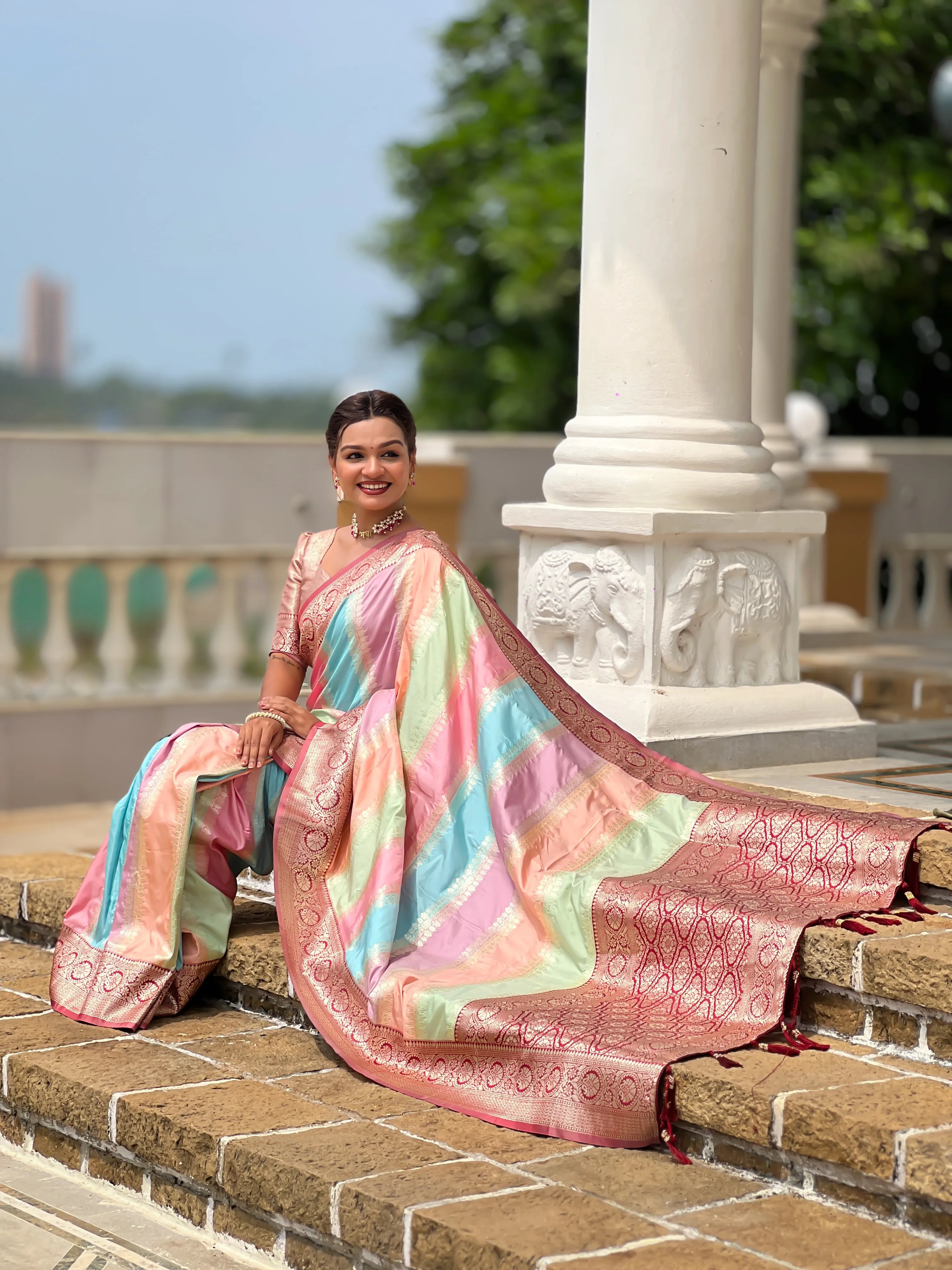 Soft Silk Banarasi Multicolor Design Saree