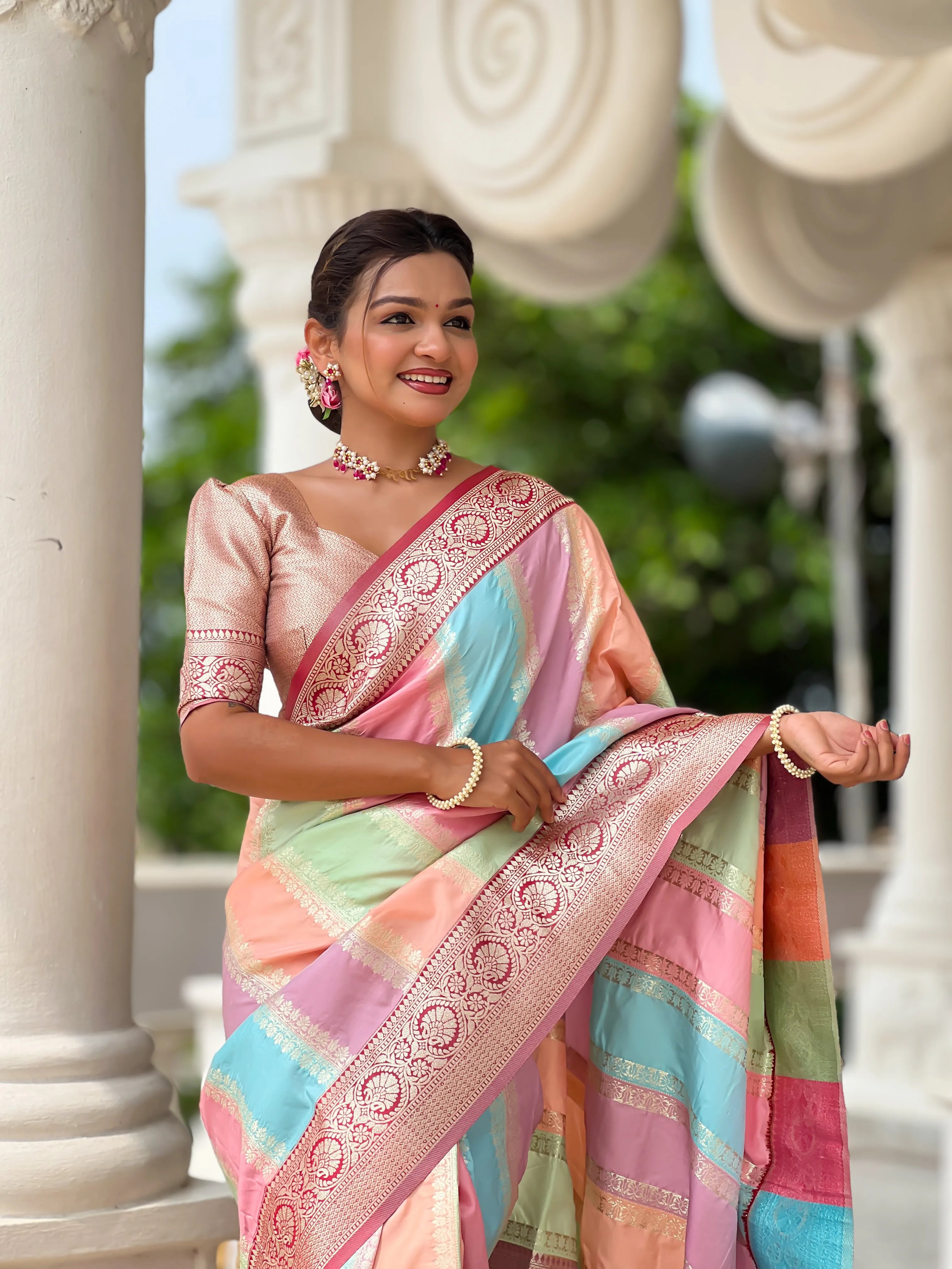 Soft Silk Banarasi Multicolor Design Saree