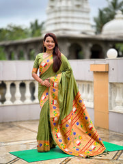 Soft Silk Meenakari Rajhans Lotus Pallu Saree