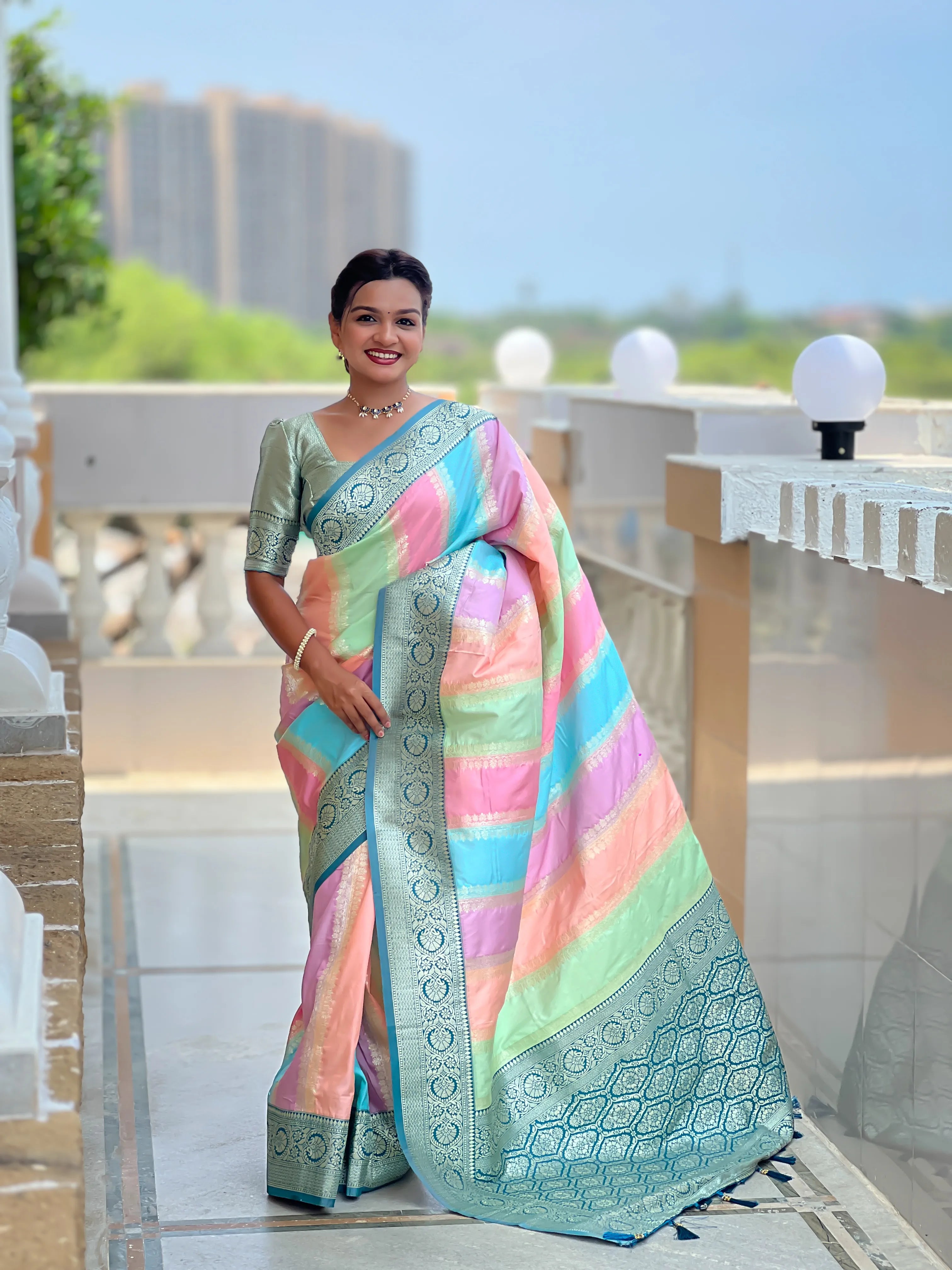 Soft Silk Banarasi Multicolor Design Saree