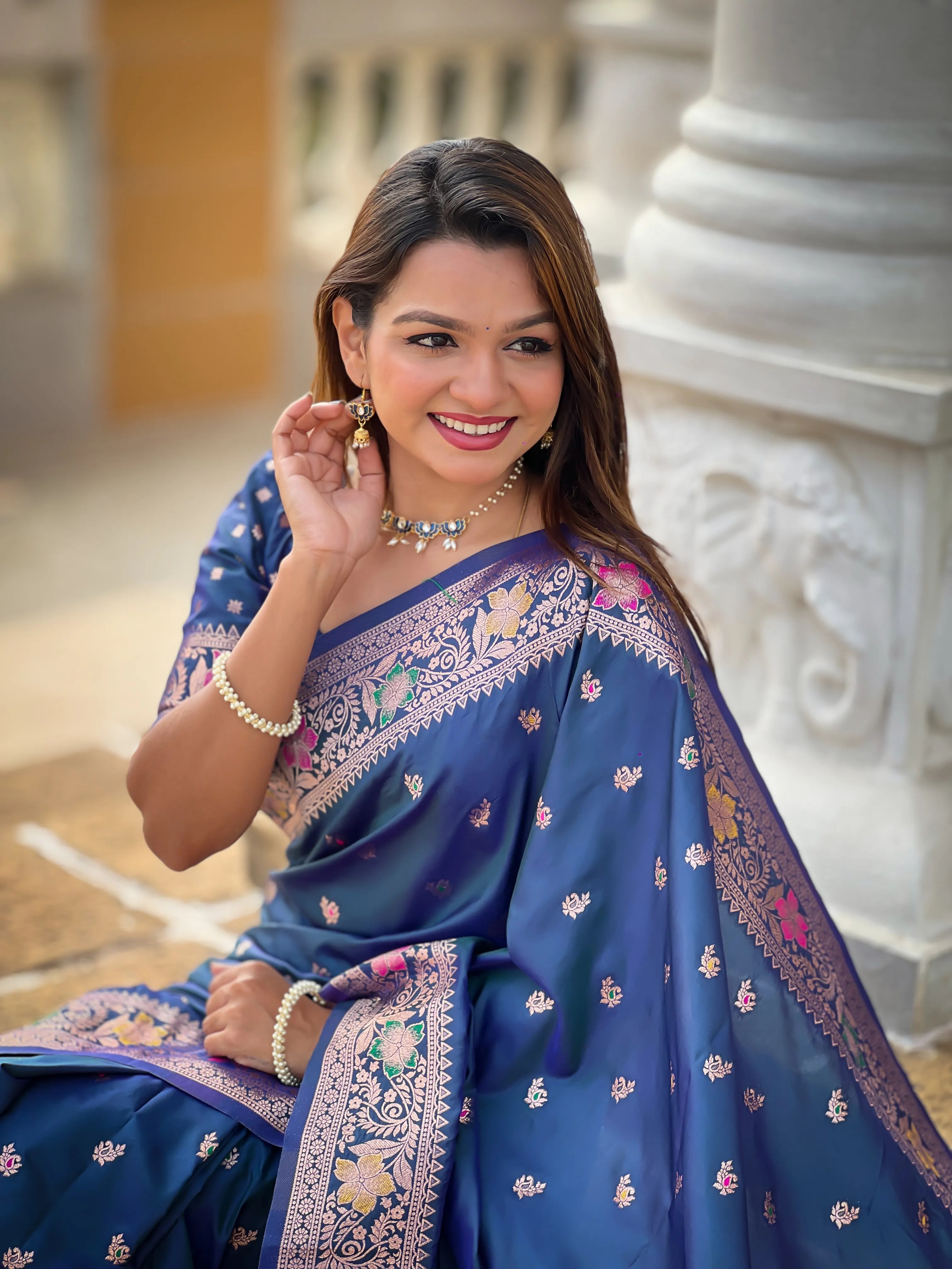 Soft Banarasi Silk Meenakari Saree