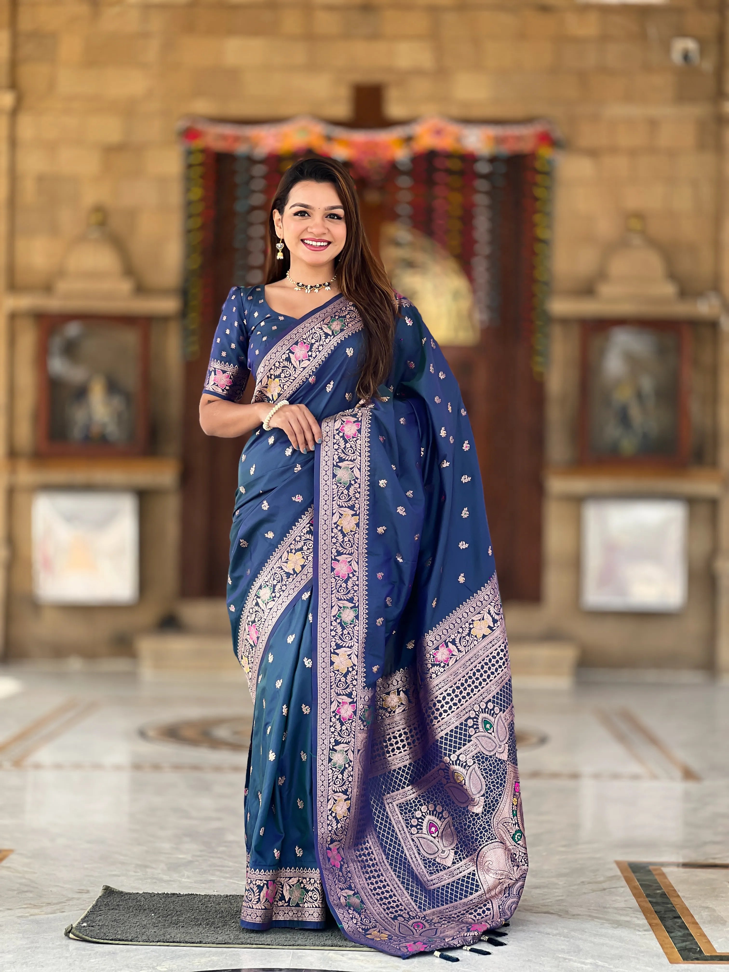 Soft Banarasi Silk Meenakari Saree
