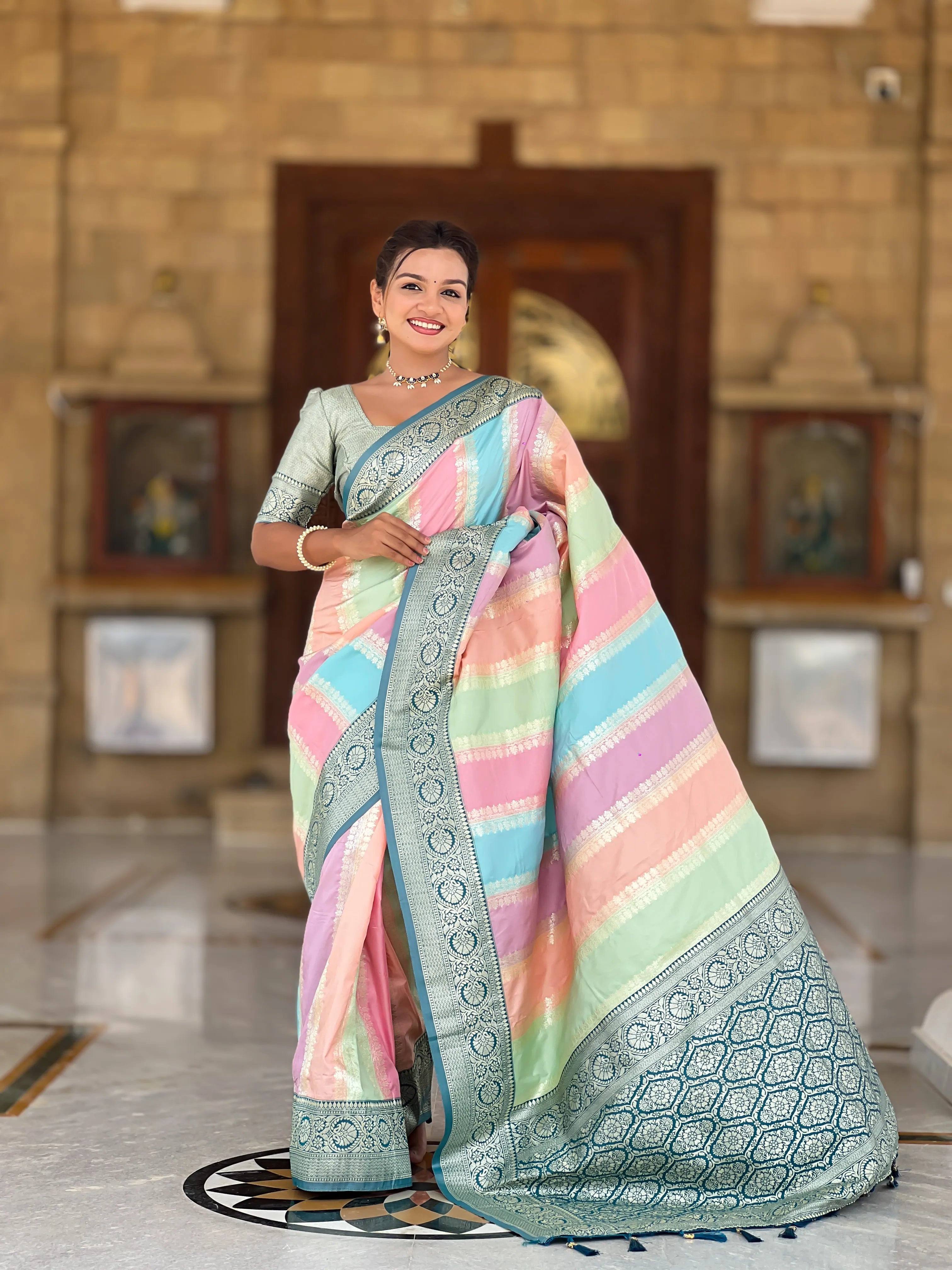 Soft Silk Banarasi Multicolor Design Saree