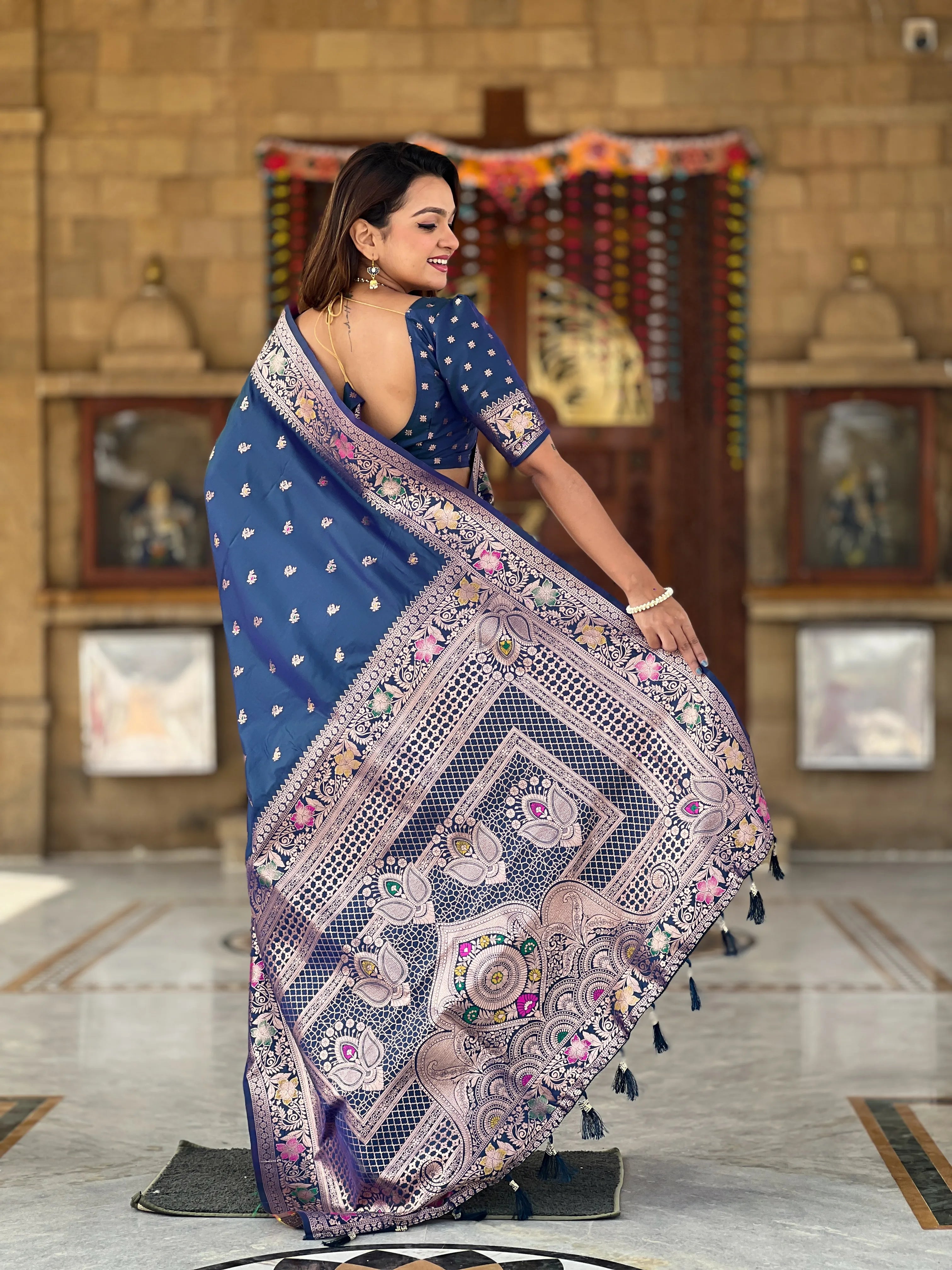 Soft Banarasi Silk Meenakari Saree