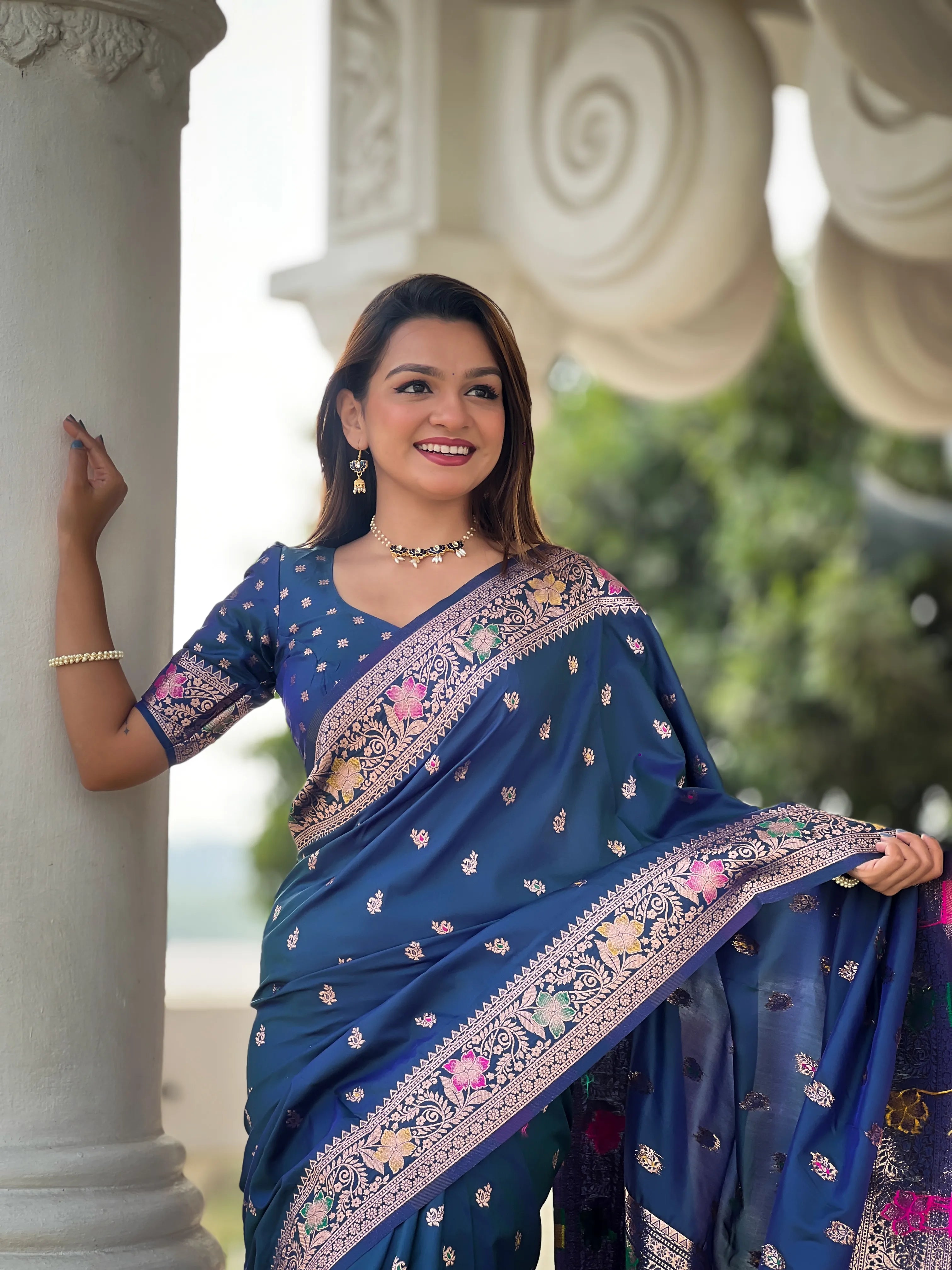 Soft Banarasi Silk Meenakari Saree