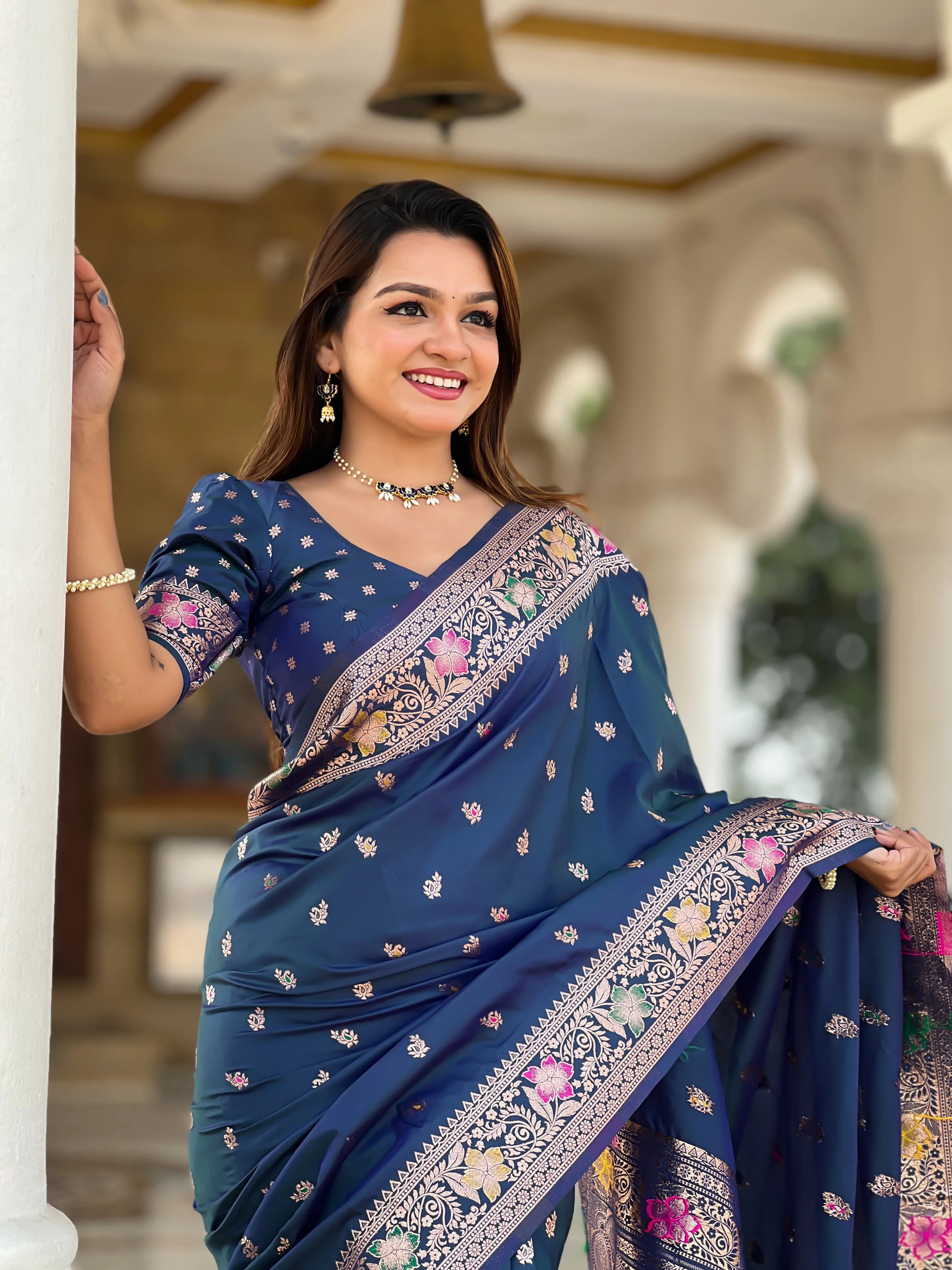 Soft Banarasi Silk Meenakari Saree