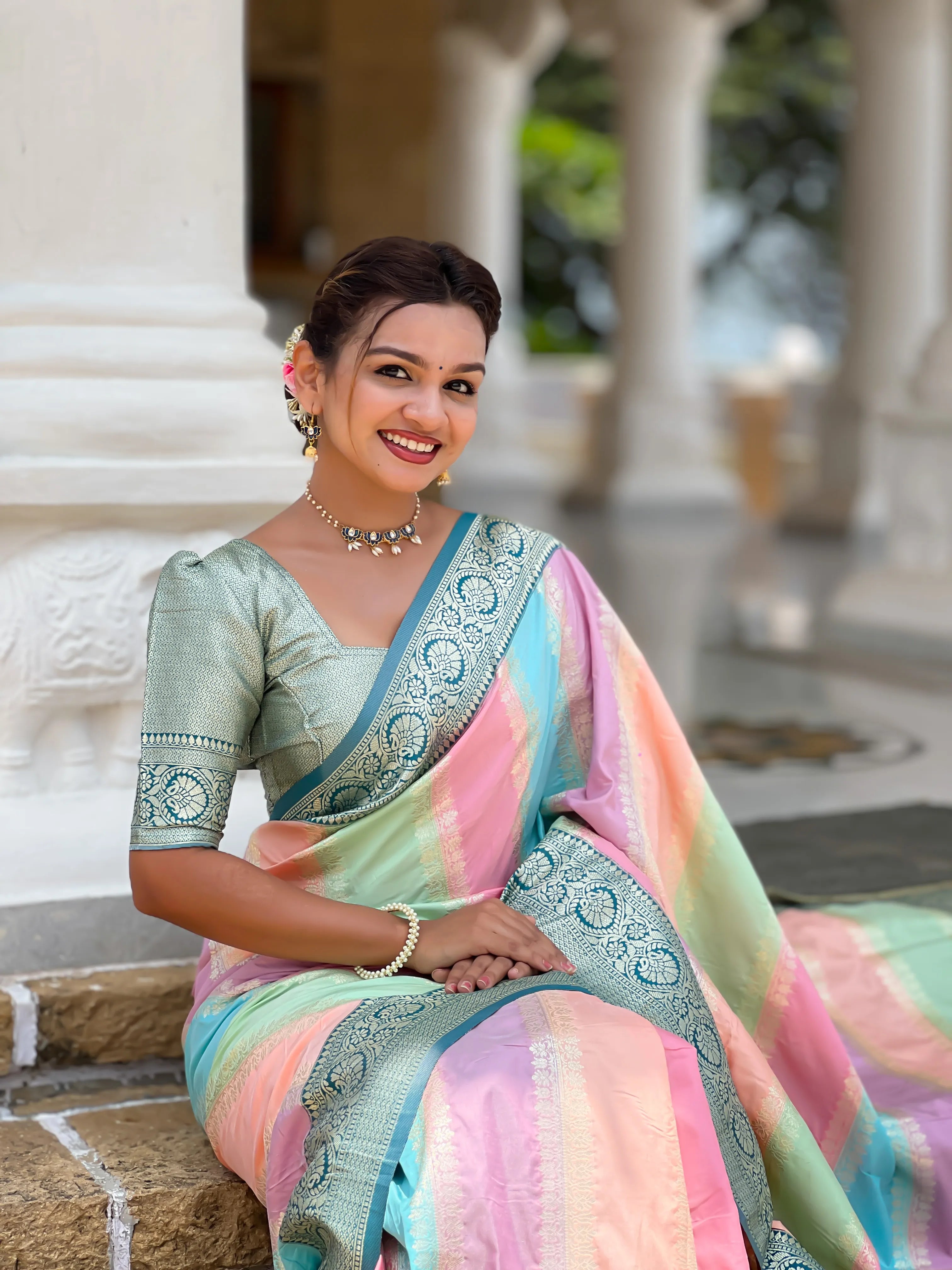 Soft Silk Banarasi Multicolor Design Saree