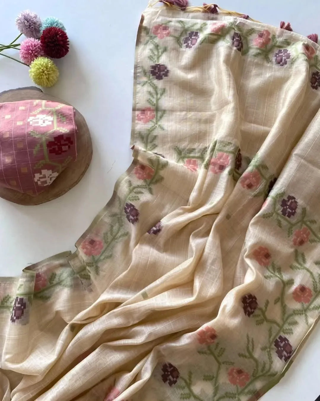 Soft Traditional Jamdani Muga Cotton Saree