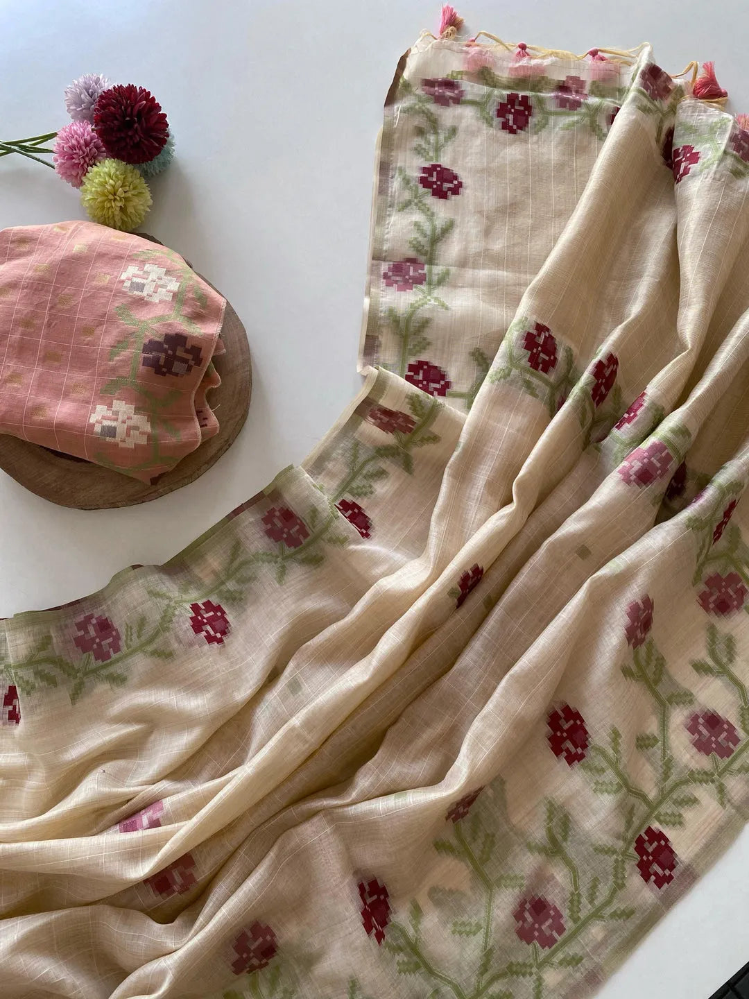 Soft Traditional Jamdani Muga Cotton Saree