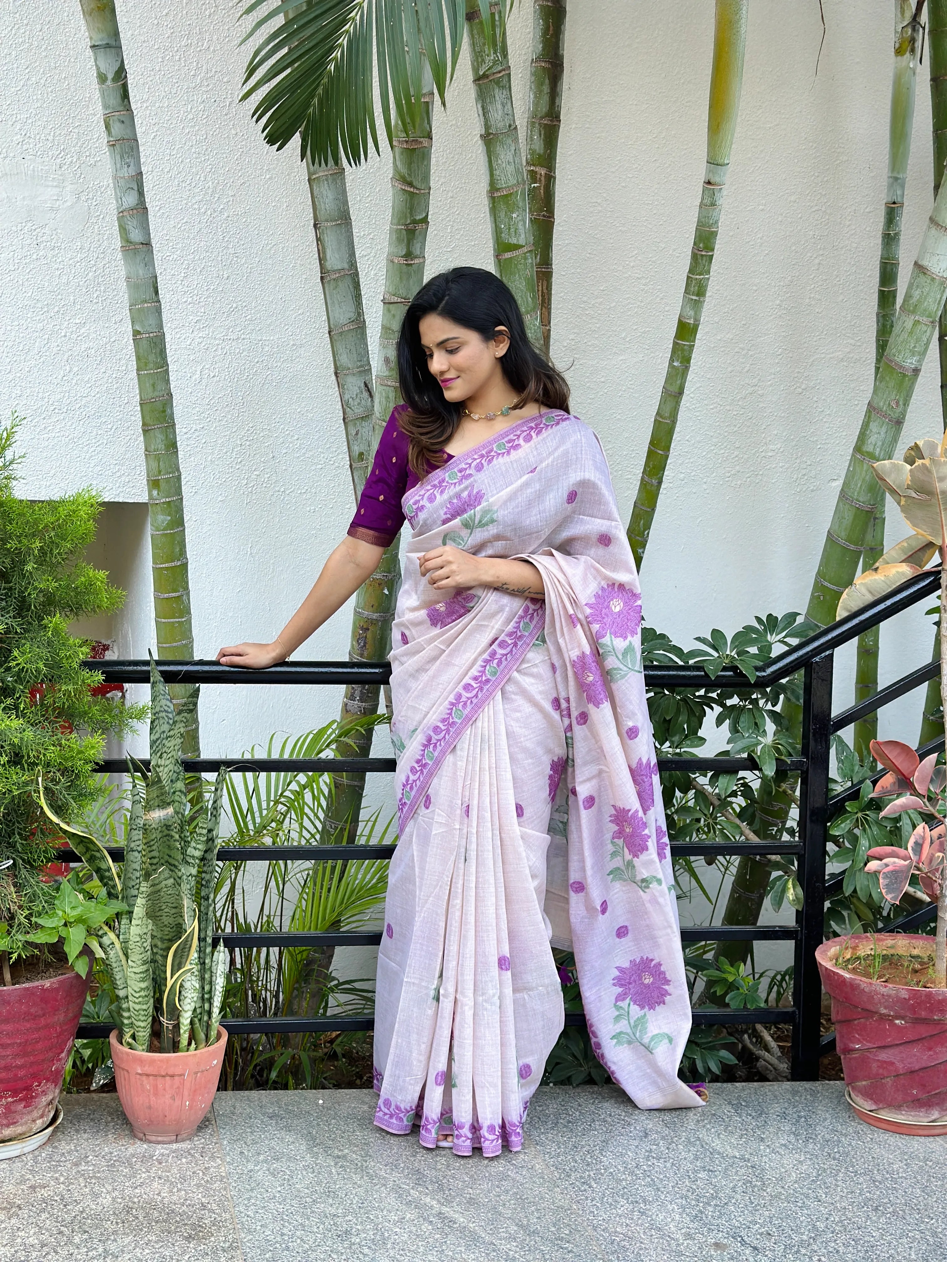 Soft Muga Cotton Classic Jamdani Saree