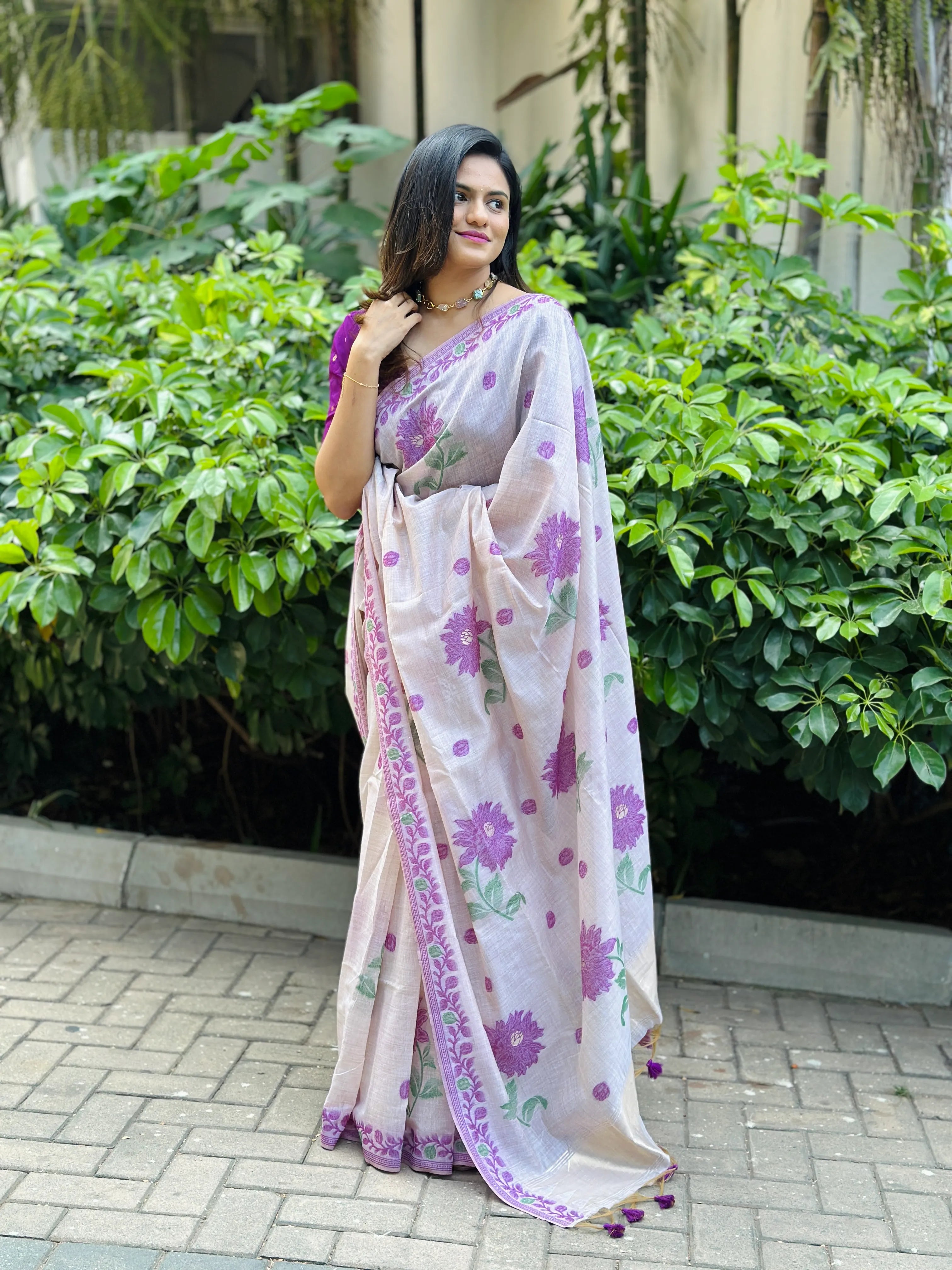 Soft Muga Cotton Classic Jamdani Saree