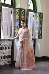 Premium Soft Muga Cotton Saree – Warli Pallu Style