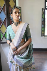Premium Soft Muga Cotton Saree – Warli Pallu Style